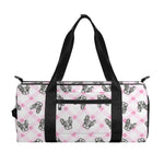 Pink Boston Terrier Plaid Print Gym Bag