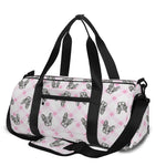 Pink Boston Terrier Plaid Print Gym Bag