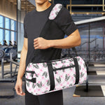Pink Boston Terrier Plaid Print Gym Bag