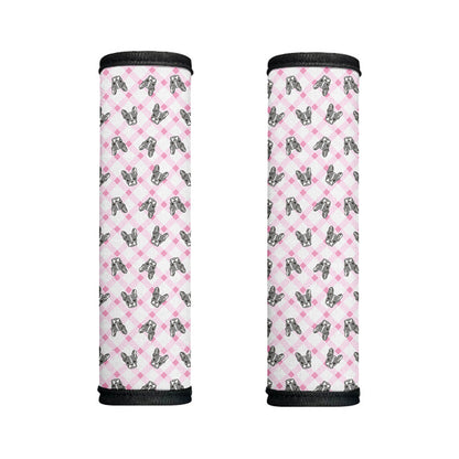 Pink Boston Terrier Plaid Print Handle Covers