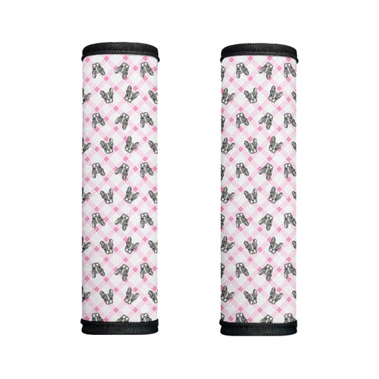 Pink Boston Terrier Plaid Print Handle Covers