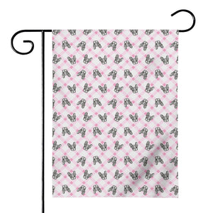 Pink Boston Terrier Plaid Print House Flag