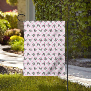 Pink Boston Terrier Plaid Print House Flag