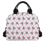 Pink Boston Terrier Plaid Print Insulated Lunch Bag