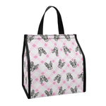 Pink Boston Terrier Plaid Print Insulated Lunch Tote