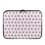 Pink Boston Terrier Plaid Print Laptop Sleeve