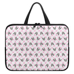 Pink Boston Terrier Plaid Print Laptop Sleeve With Handle