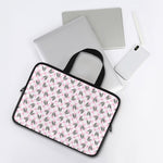 Pink Boston Terrier Plaid Print Laptop Sleeve With Handle