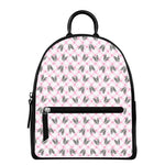 Pink Boston Terrier Plaid Print Leather Backpack