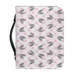 Pink Boston Terrier Plaid Print Leather Bible Cover