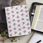 Pink Boston Terrier Plaid Print Leather Bible Cover