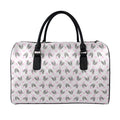 Pink Boston Terrier Plaid Print Leather Duffel Bag