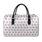 Pink Boston Terrier Plaid Print Leather Duffle Bag