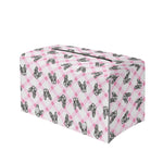 Pink Boston Terrier Plaid Print Leather Tissue Box Cover