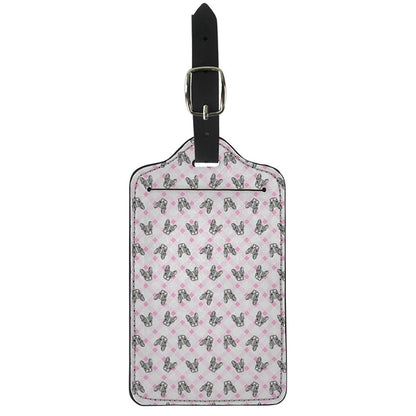 Pink Boston Terrier Plaid Print Luggage Tag