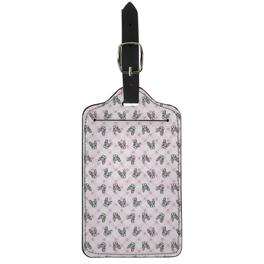 Pink Boston Terrier Plaid Print Luggage Tag