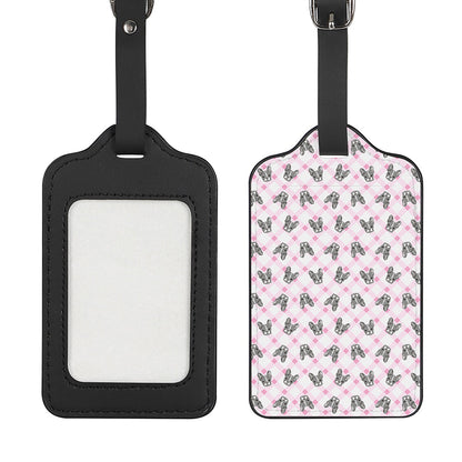 Pink Boston Terrier Plaid Print Luggage Tag