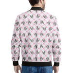 Pink Boston Terrier Plaid Print Men's Bomber Jacket