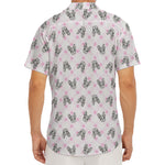 Pink Boston Terrier Plaid Print Men's Deep V-Neck Shirt