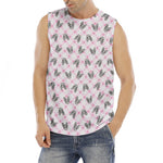 Pink Boston Terrier Plaid Print Men's Fitness Tank Top