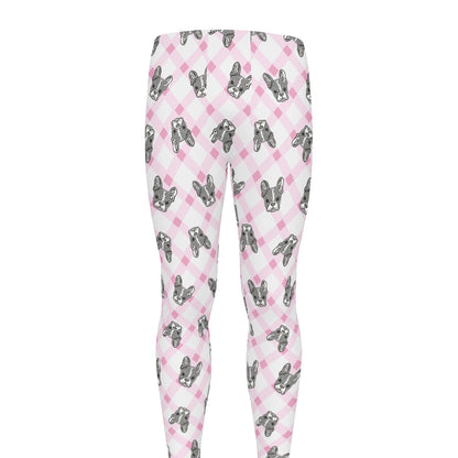 Pink Boston Terrier Plaid Print Men's leggings