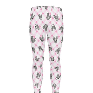 Pink Boston Terrier Plaid Print Men's leggings