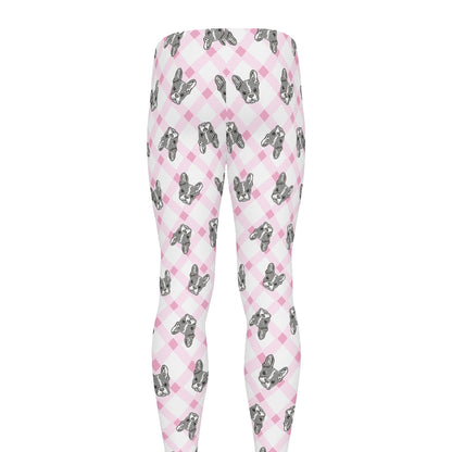 Pink Boston Terrier Plaid Print Men's leggings