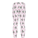 Pink Boston Terrier Plaid Print Men's leggings