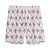 Pink Boston Terrier Plaid Print Men's Sports Shorts