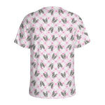 Pink Boston Terrier Plaid Print Men's Sports T-Shirt