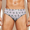 Pink Boston Terrier Plaid Print Men's Swim Briefs