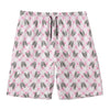 Pink Boston Terrier Plaid Print Men's Swim Trunks