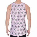 Pink Boston Terrier Plaid Print Men's Velvet Tank Top