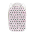 Pink Boston Terrier Plaid Print Mesh Laundry Hamper