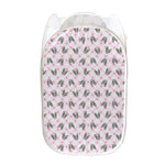 Pink Boston Terrier Plaid Print Mesh Laundry Hamper