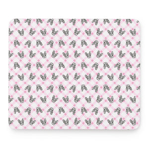 Pink Boston Terrier Plaid Print Mouse Pad