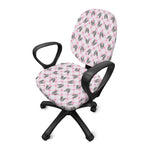 Pink Boston Terrier Plaid Print Office Chair Cover