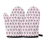 Pink Boston Terrier Plaid Print Oven Mitts