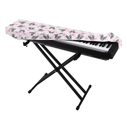 Pink Boston Terrier Plaid Print Piano Keyboard Cover