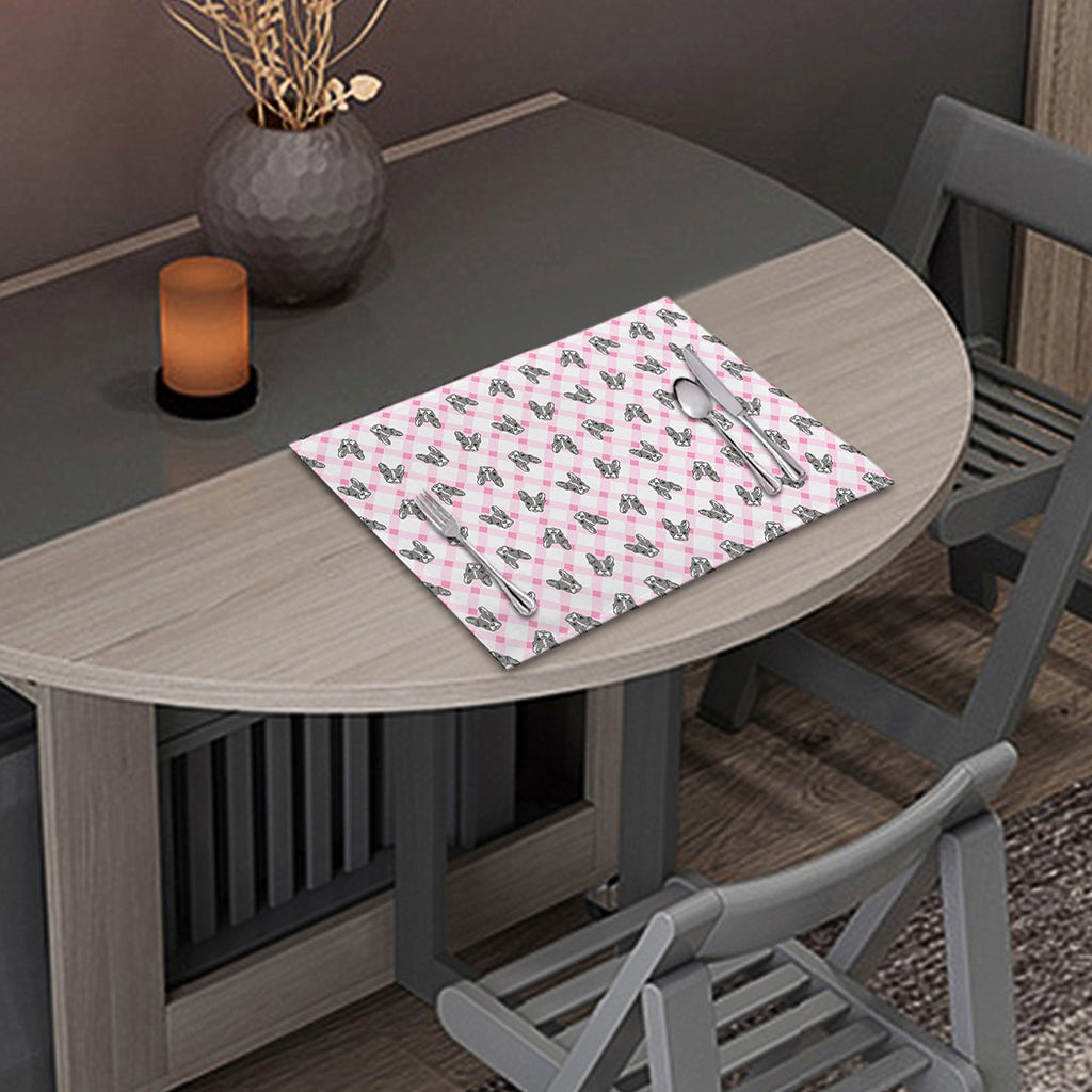 Pink Boston Terrier Plaid Print Placemat
