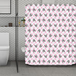 Pink Boston Terrier Plaid Print Polyester Shower Curtain