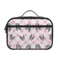 Pink Boston Terrier Plaid Print Portable Lunch Bag