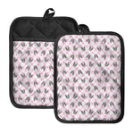 Pink Boston Terrier Plaid Print Pot Holders With Pocket