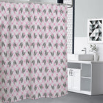 Pink Boston Terrier Plaid Print Premium Shower Curtain