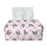 Pink Boston Terrier Plaid Print Rectangle Tissue Box Cover