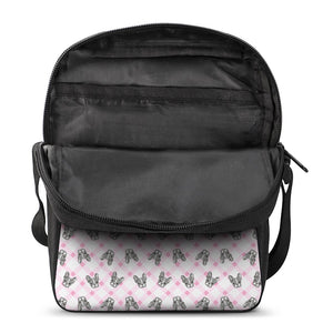 Pink Boston Terrier Plaid Print Rectangular Crossbody Bag