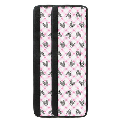 Pink Boston Terrier Plaid Print Refrigerator Handle Covers