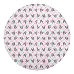 Pink Boston Terrier Plaid Print Round Blanket