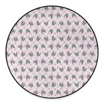 Pink Boston Terrier Plaid Print Round Floor Mat