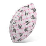 Pink Boston Terrier Plaid Print Rugby Ball